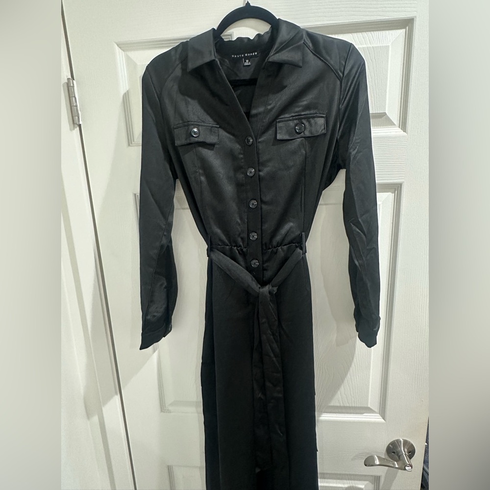 Black Button-Up Long Sleeve jumpsuit